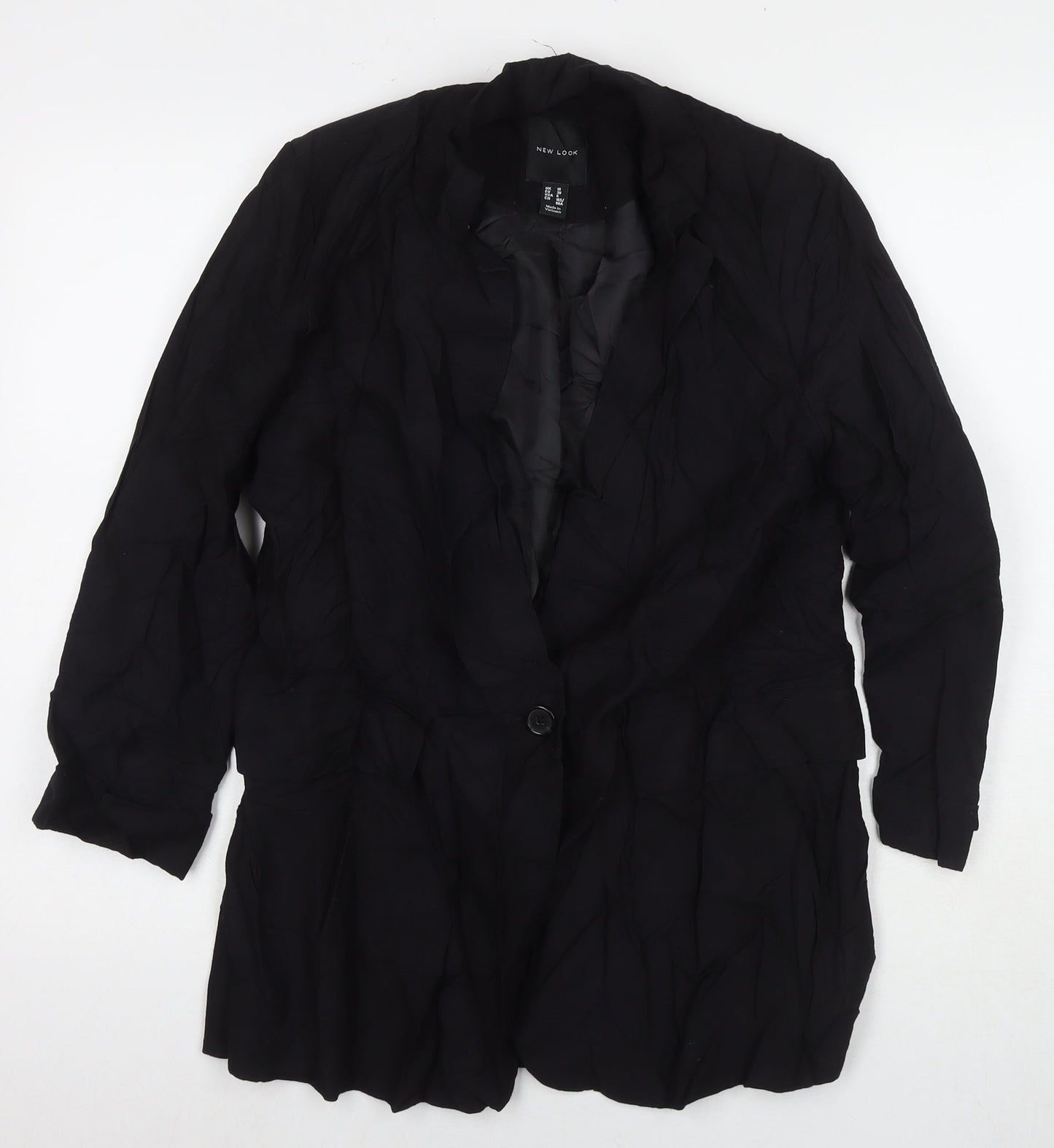 New Look Womens Black Jacket Blazer Size 10 Button