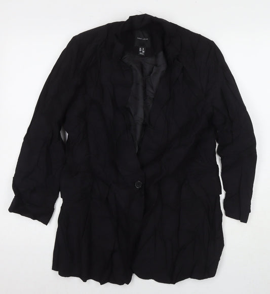 New Look Womens Black Jacket Blazer Size 10 Button