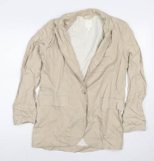 H&M Womens Beige Jacket Blazer Size 8 Zip