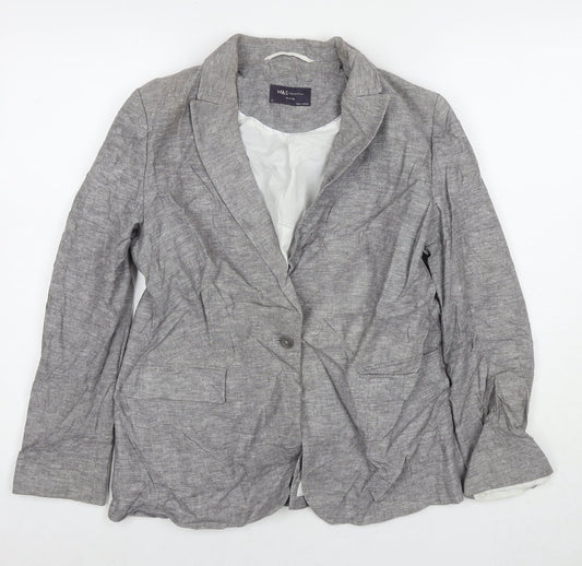 Marks and Spencer Womens Grey Jacket Blazer Size 12 Buckle
