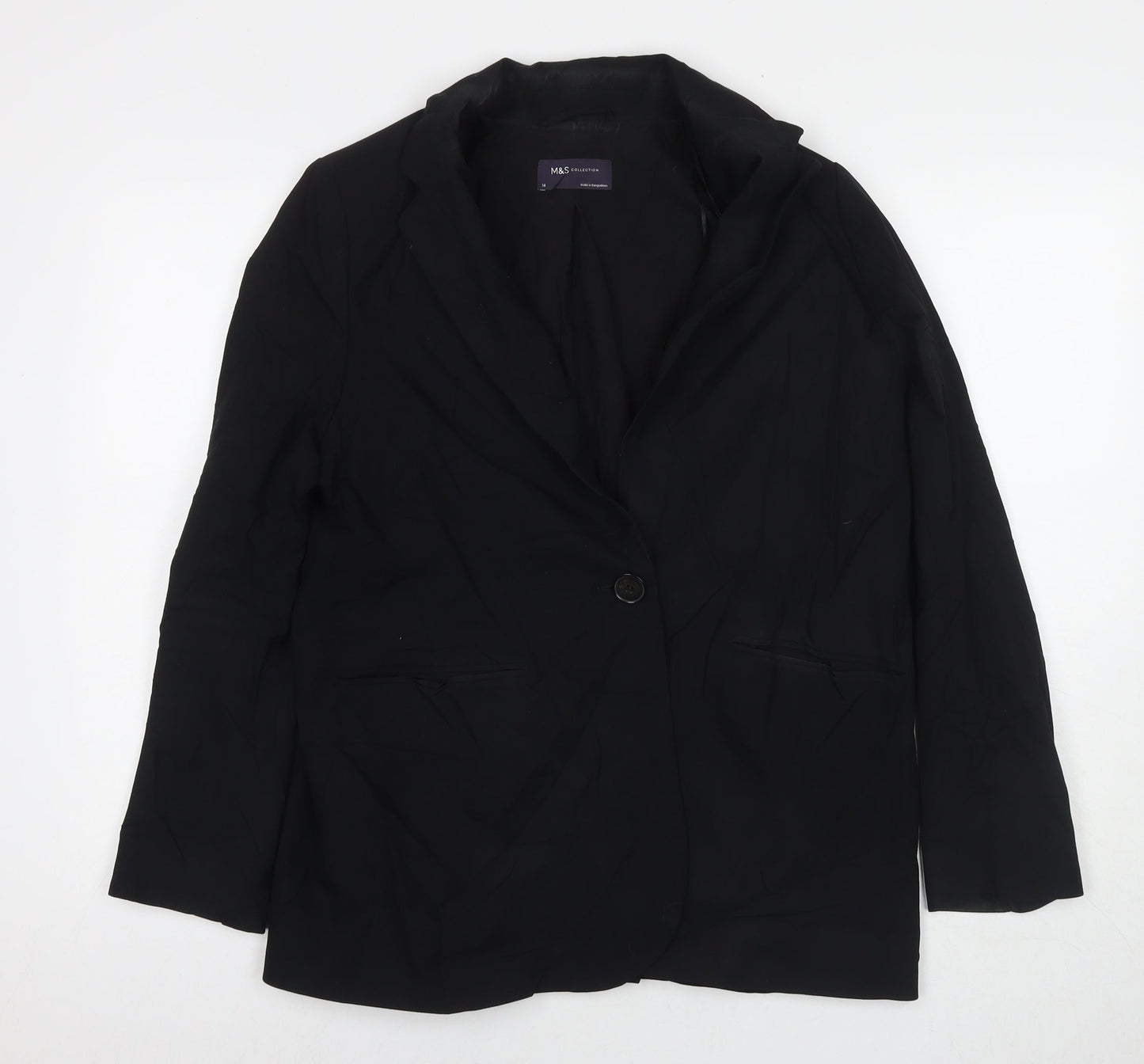 Womens UK Size 14 Marks and Spencer Black Biker Coat