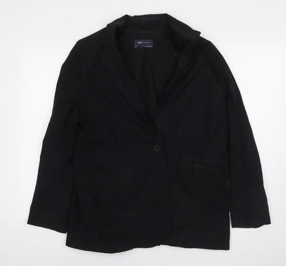 Womens UK Size 14 Marks and Spencer Black Biker Coat