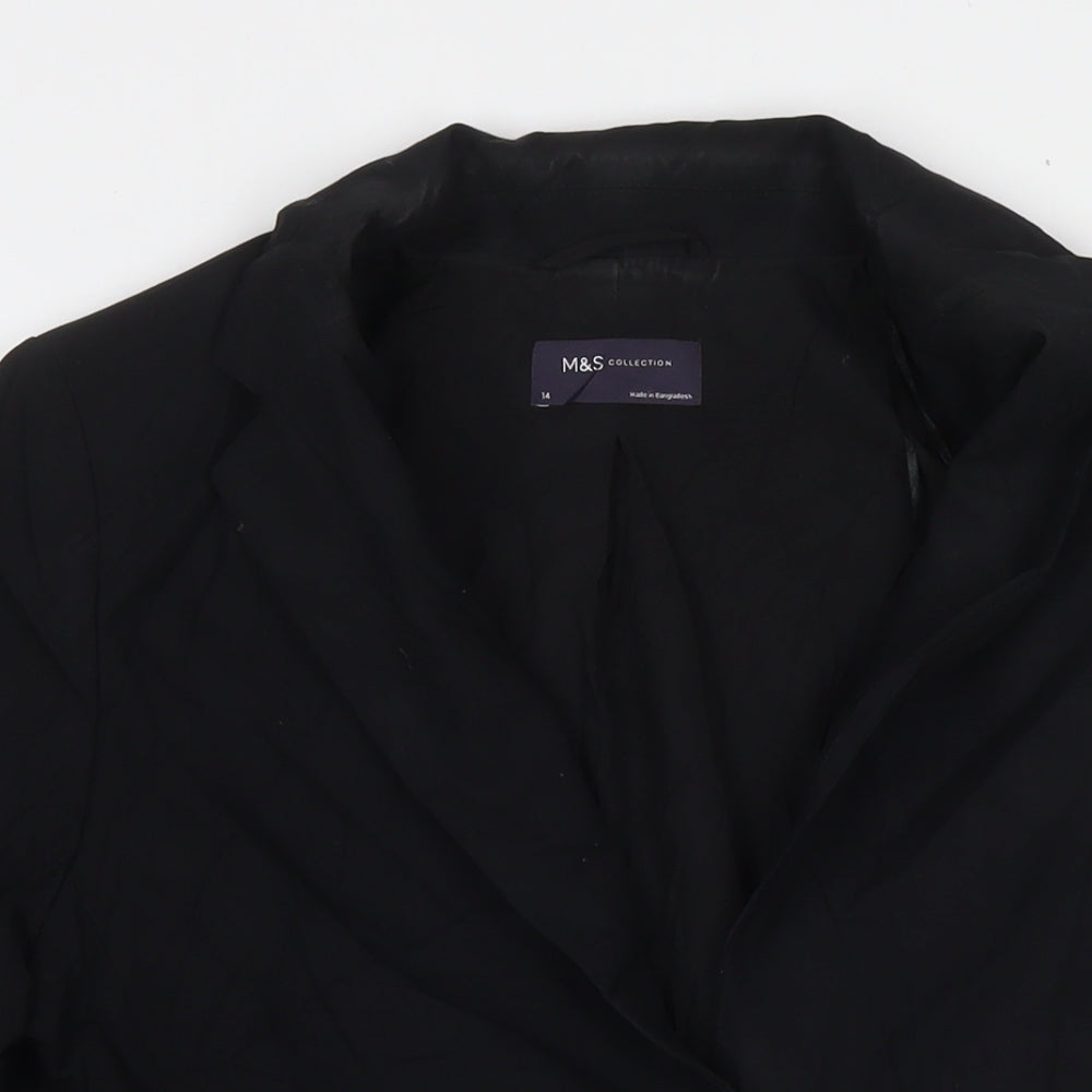 Womens UK Size 14 Marks and Spencer Black Biker Coat
