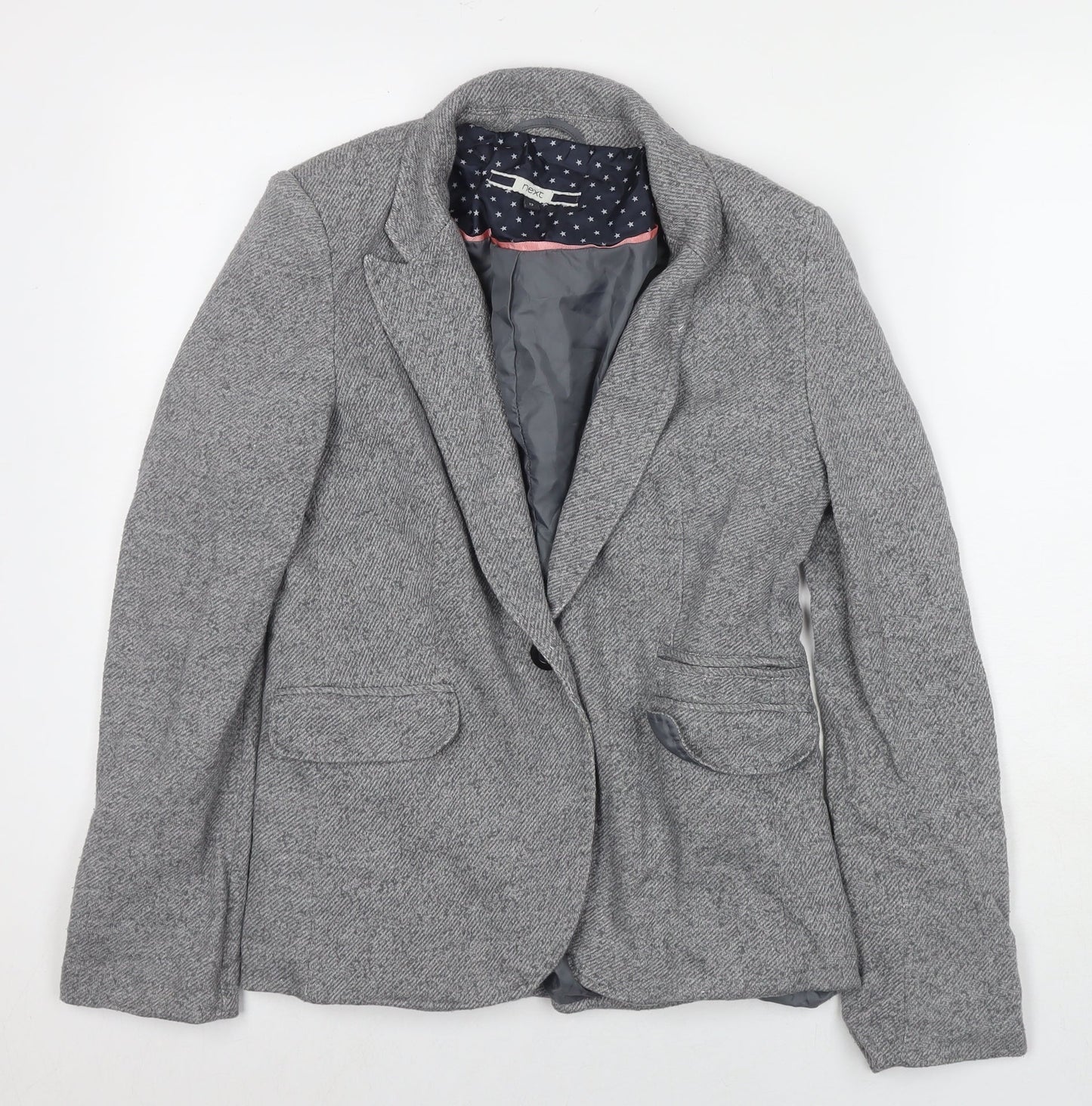 NEXT Womens Grey Jacket Blazer Size 12 Button