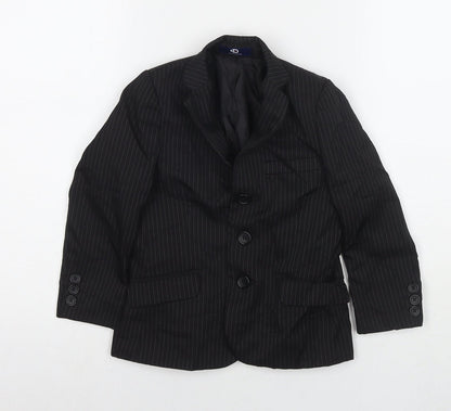 Additional front view of Duck and Cover boys’ black jacket blazer, size 4, years button