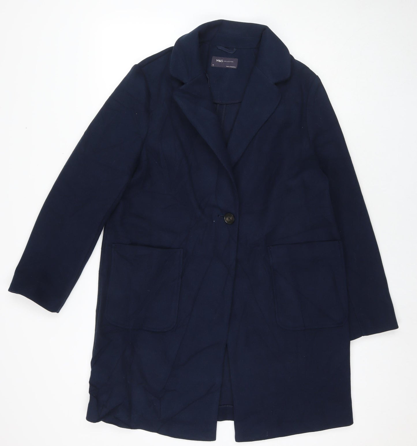 Womens UK Size 14 Marks and Spencer Blue Overcoat