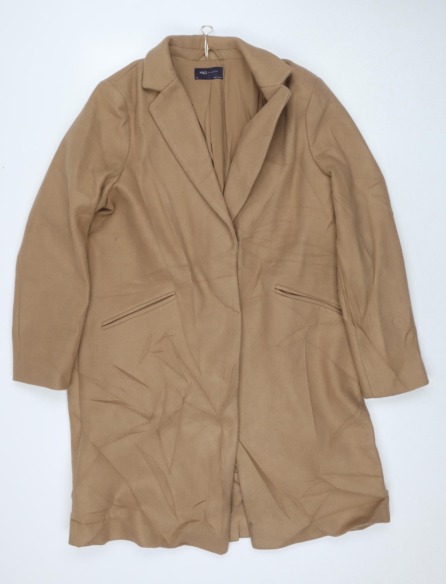 Womens UK Size 16 Marks and Spencer Beige Overcoat