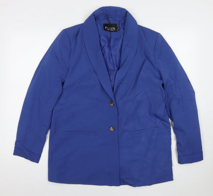 Pieces Womens Blue Jacket Blazer Size L Button
