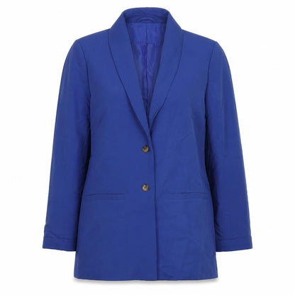 Pieces Womens Blue Jacket Blazer Size L Button