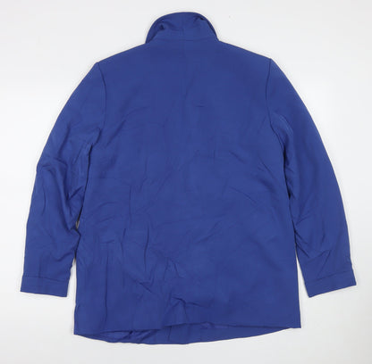 Pieces Womens Blue Jacket Blazer Size L Button