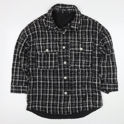 Quiz Womens Black Check Overcoat Coat Size 8 Button