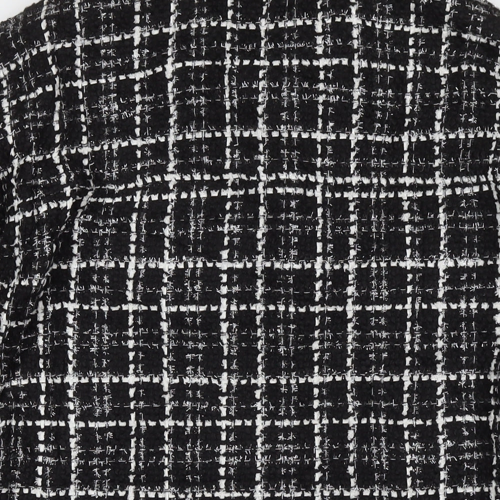 Quiz Womens Black Check Overcoat Coat Size 8 Button