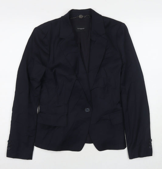 Autograph Womens Black Jacket Blazer Size 8 Button
