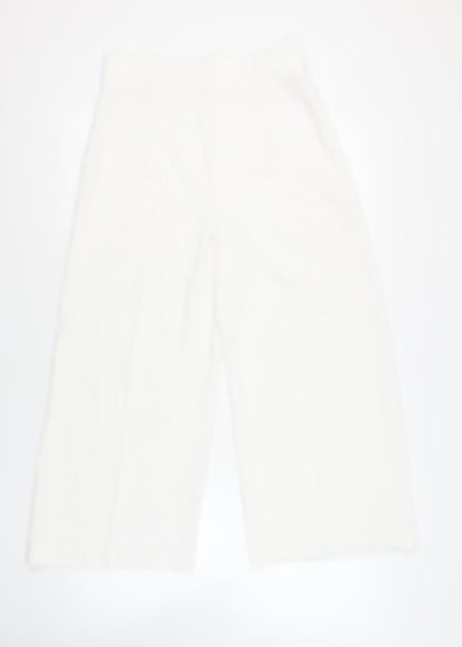 Womens UK Size L Zara Regular Fit Cropped White Trousers