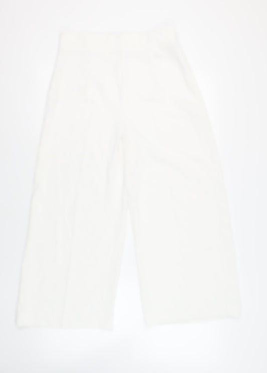 Womens UK Size L Zara Regular Fit Cropped White Trousers