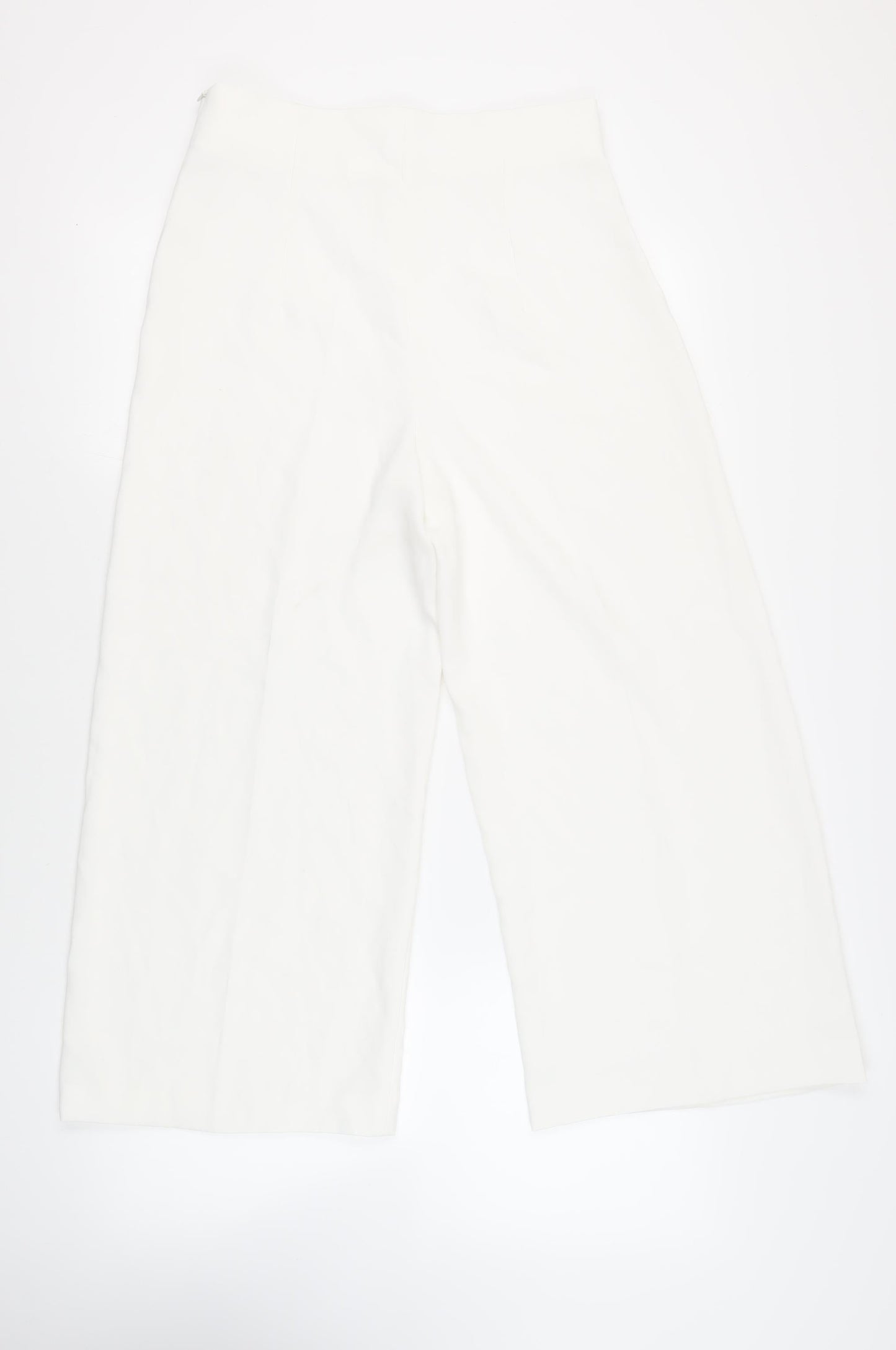Womens UK Size L Zara Regular Fit Cropped White Trousers