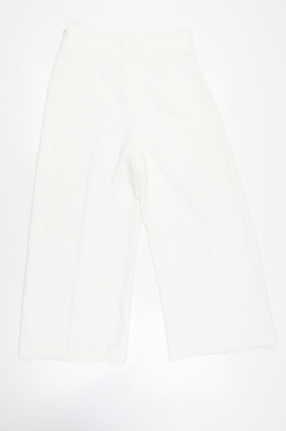 Womens UK Size L Zara Regular Fit Cropped White Trousers