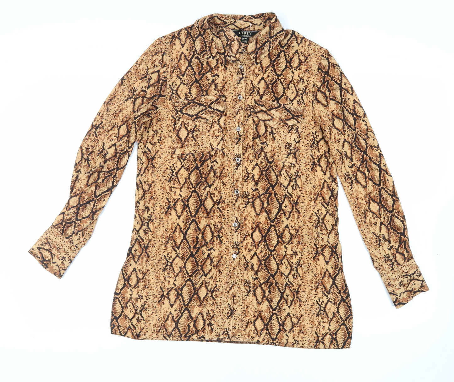 Womens UK Size 10 Lipsy Brown Tunic Button-Up