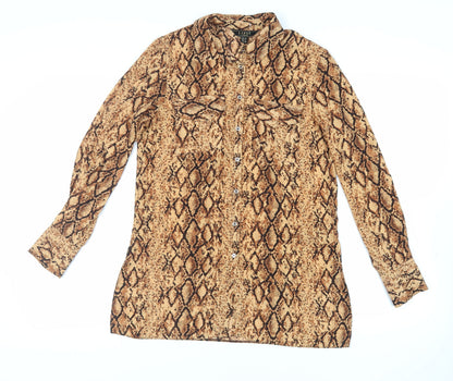Womens UK Size 10 Lipsy Brown Tunic Button-Up