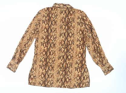 Womens UK Size 10 Lipsy Brown Tunic Button-Up