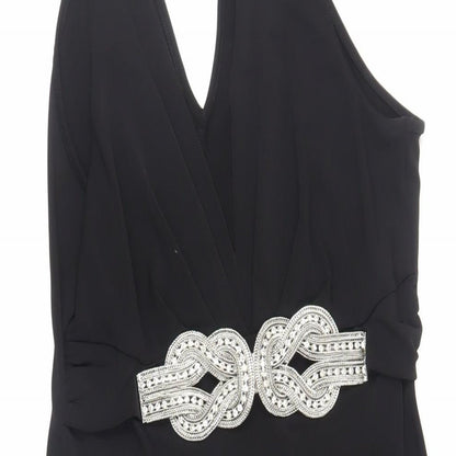 Julien Macdonald Womens Black Polyester A-Line Size 10 Halter Pullover - Embellished