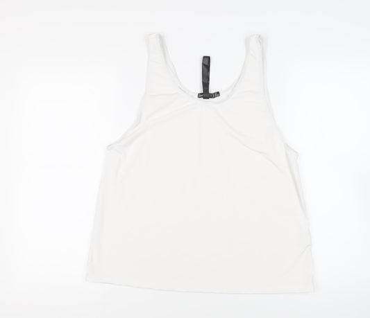 Boohoo Womens White Polyester Pullover Tank Size 8 Scoop Neck Pullover - Gym Workout Running
