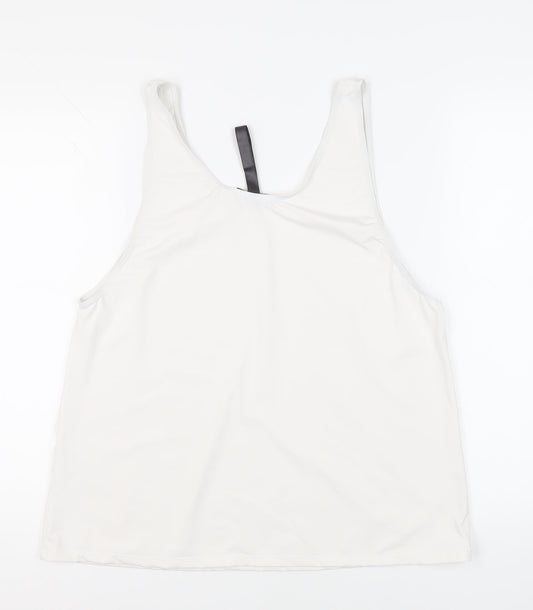 Boohoo Womens White Polyester Pullover Tank Size 8 Scoop Neck Pullover - Gym Workout Running