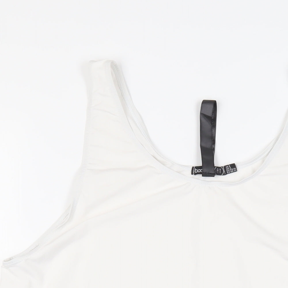 Boohoo Womens White Polyester Pullover Tank Size 8 Scoop Neck Pullover - Gym Workout Running