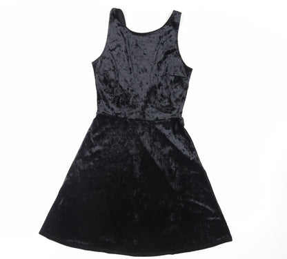 Divided by H&M Womens Black Polyester Tank Dress Size 8 Round Neck Pullover