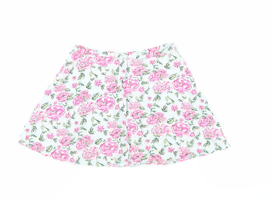 Divided by H&M Womens Green Floral Viscose Mini Skirt Size 8 Button