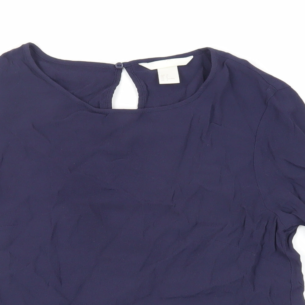Womens UK Size 8 H&M Blue Basic Blouse