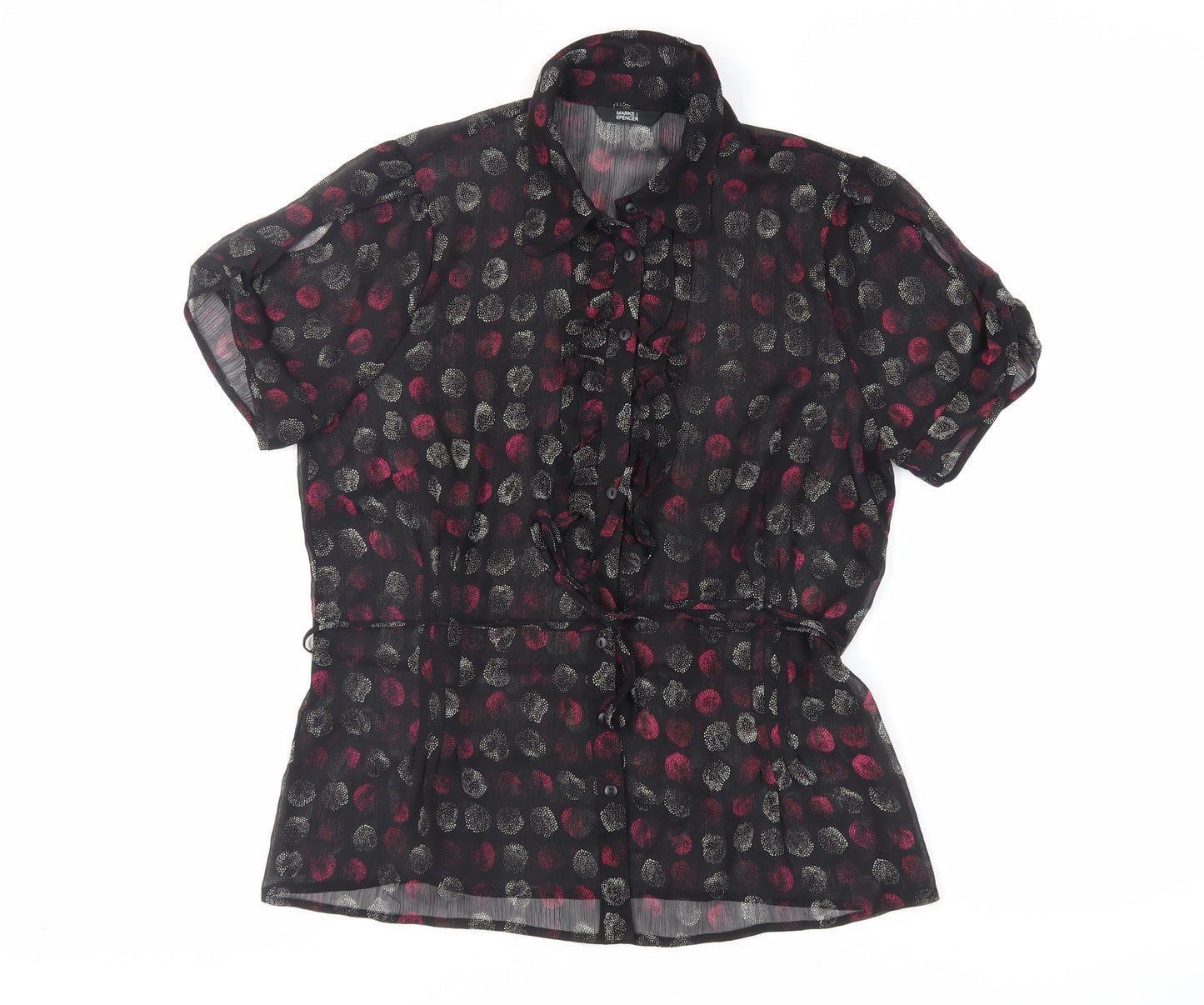 Womens UK Size 12 Marks and Spencer Black Basic Button-Up