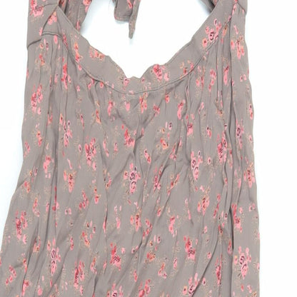 Flynn Skye Womens Brown Floral Polyester Slip Dress Size M Sweetheart Zip - Cut Out Detail