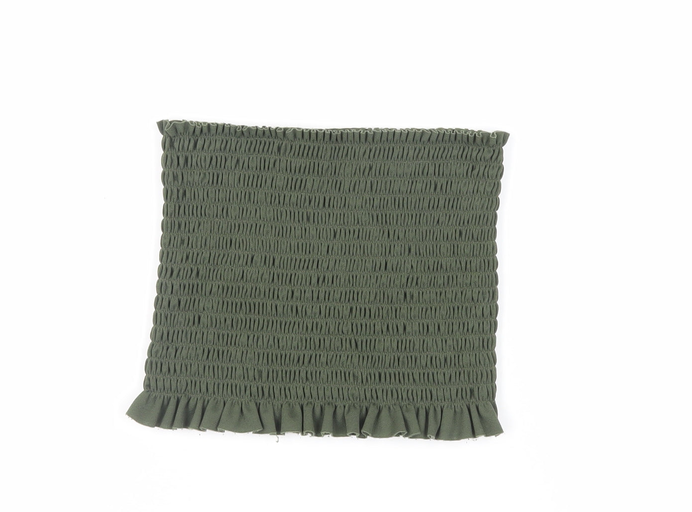 Boohoo Womens Green Polyester Cropped Blouse Size S Square Neck - Shirred