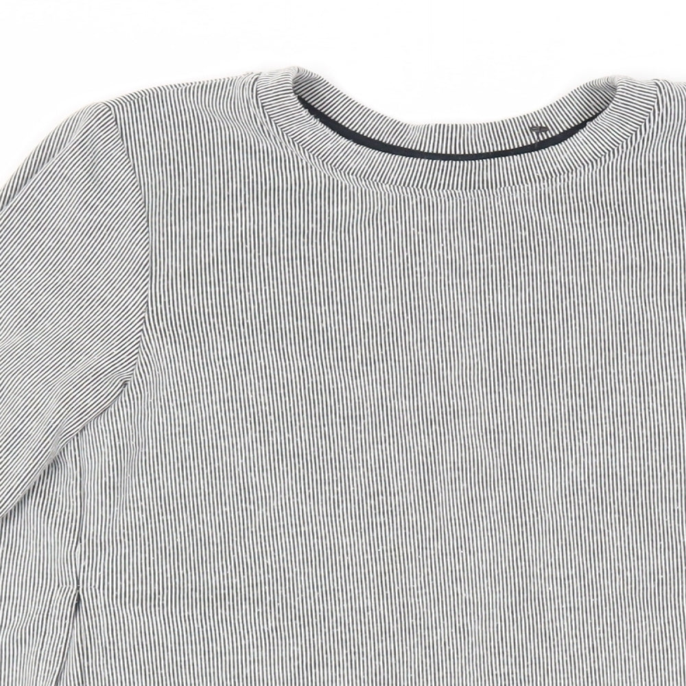 Topshop Womens Grey Striped Acrylic Jumper Dress Size 8 Crew Neck Pullover - Layered