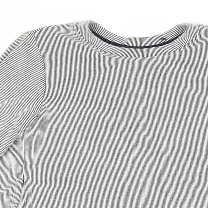 Topshop Womens Grey Striped Acrylic Jumper Dress Size 8 Crew Neck Pullover - Layered