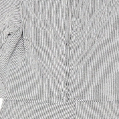 Topshop Womens Grey Striped Acrylic Jumper Dress Size 8 Crew Neck Pullover - Layered