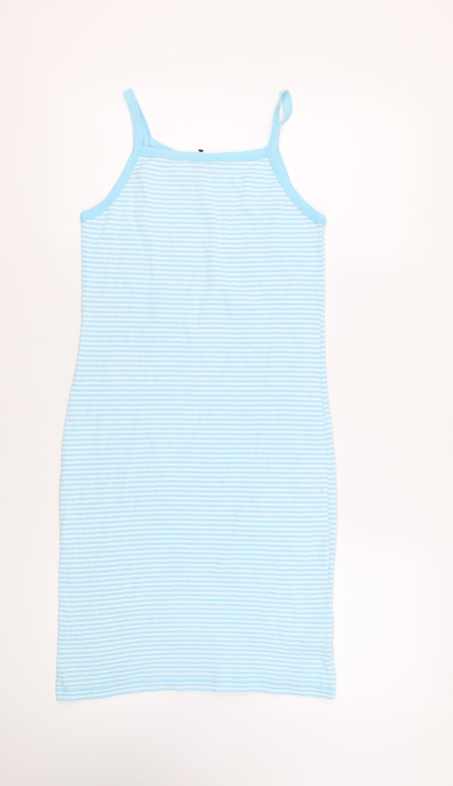Joie De Vivre Womens Blue Striped Cotton Tank Dress Size 10 Scoop Neck Pullover