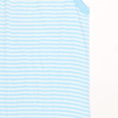 Joie De Vivre Womens Blue Striped Cotton Tank Dress Size 10 Scoop Neck Pullover
