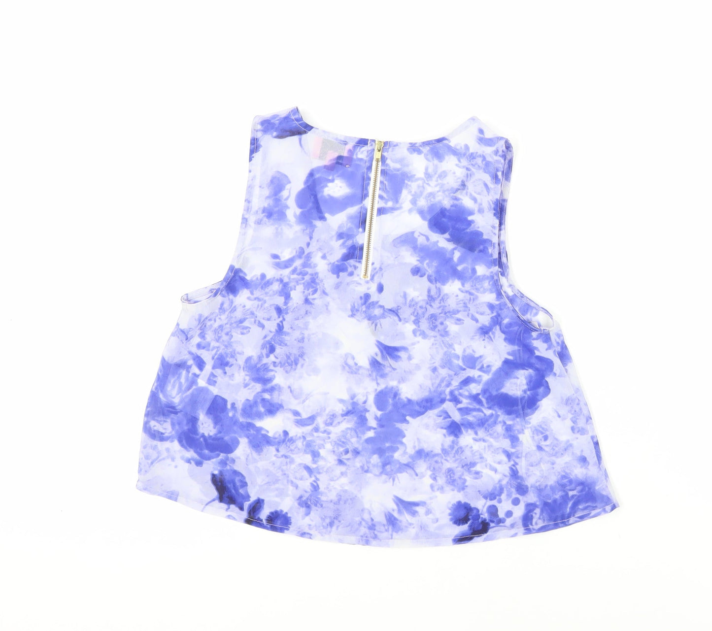 Womens UK Size 8 Neon Rose Blue Cropped Tank