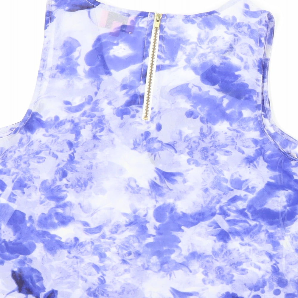 Womens UK Size 8 Neon Rose Blue Cropped Tank