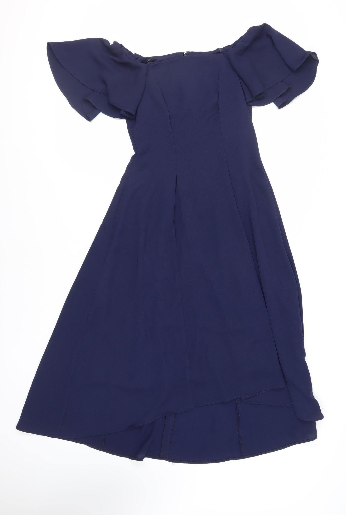 Coast Womens Blue Polyester Fit & Flare Size 6 Off the Shoulder Zip