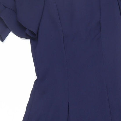 Coast Womens Blue Polyester Fit & Flare Size 6 Off the Shoulder Zip