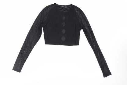Womens UK Size 8 PRETTYLITTLETHING Black Cropped Blouse
