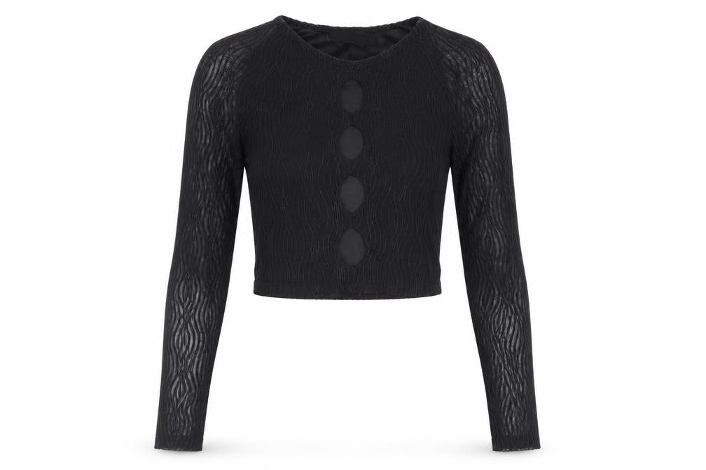 Womens UK Size 8 PRETTYLITTLETHING Black Cropped Blouse