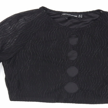 Womens UK Size 8 PRETTYLITTLETHING Black Cropped Blouse