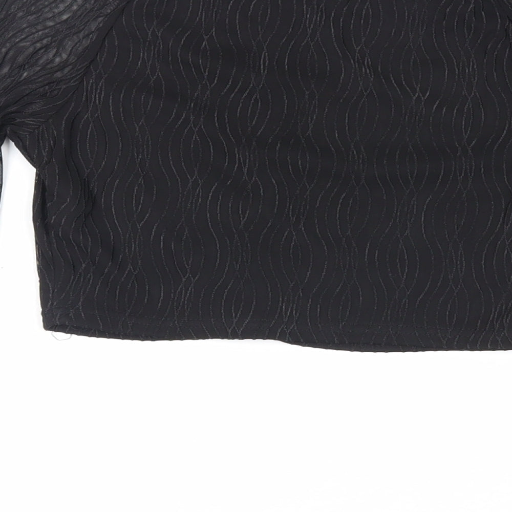 Womens UK Size 8 PRETTYLITTLETHING Black Cropped Blouse