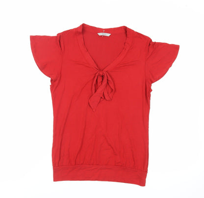 Womens UK Size 10 Marks and Spencer Red Basic T-Shirt