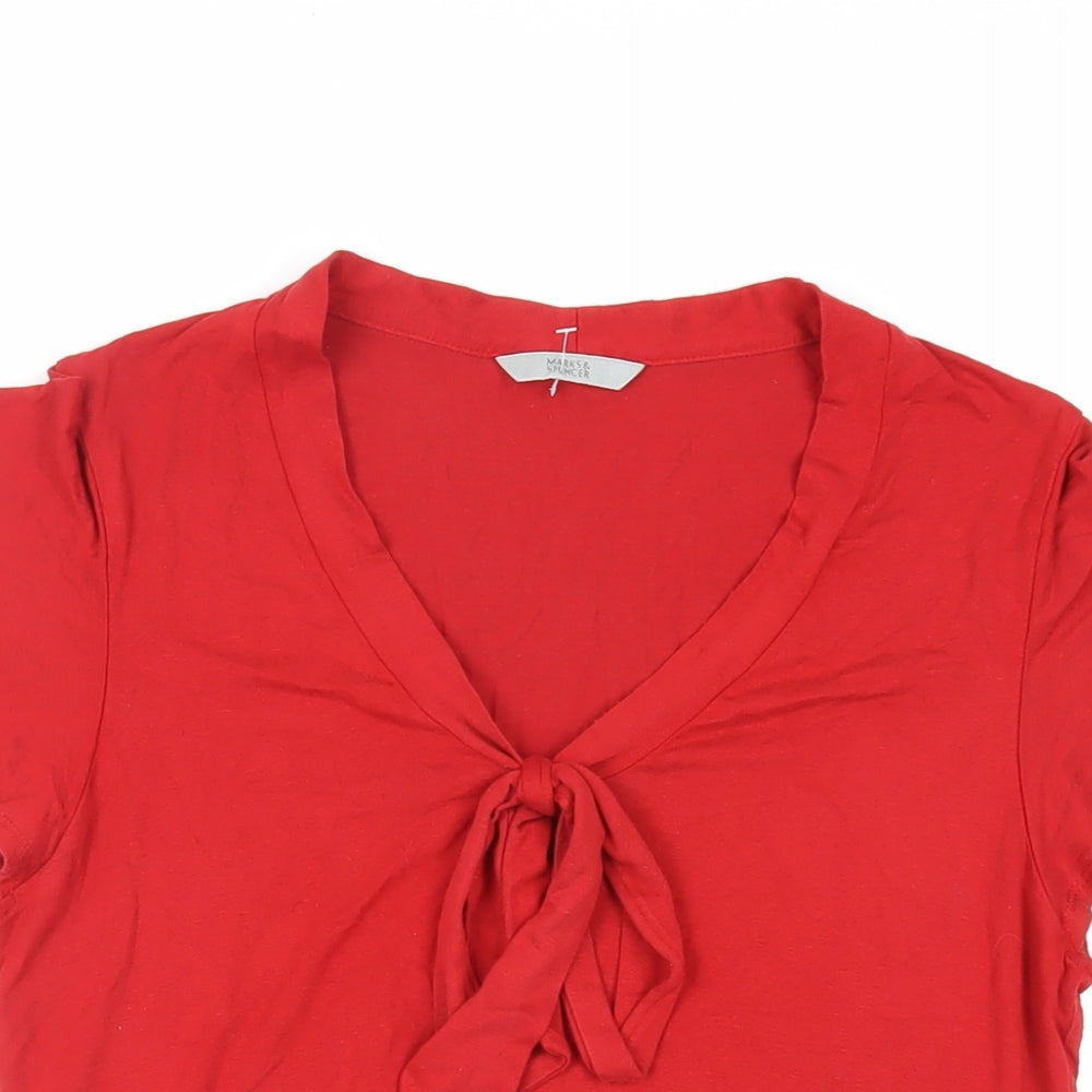 Womens UK Size 10 Marks and Spencer Red Basic T-Shirt