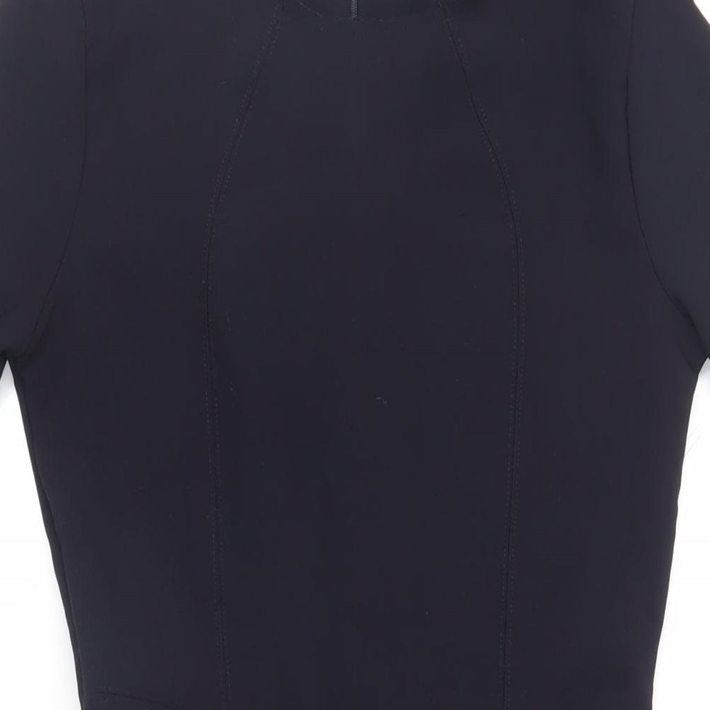 Topshop Womens Blue Polyester Fit & Flare Size 10 Round Neck Zip